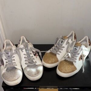 Simply Southern Women's Low-Top Sneakers - Gold & Silver Glitter